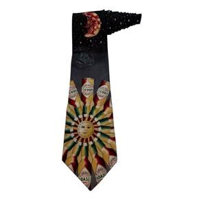 Tabasco Sun Moon Stars Hot sauce Vintage Novelty Necktie 100% Silk